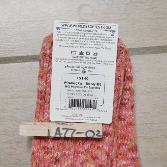 Worlds Softest Socks Weekend Ragg Comfy Crew Womens Size 6-11 Brandy Pink NWT - Picture 5 of 5